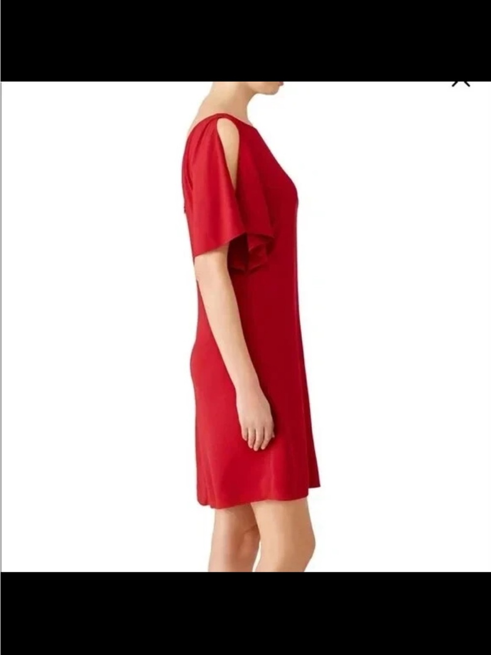 Theory Andzelika Rosina Crepe Red Flutter-Sleeve Mini Dress size 0 - Picture 14 of 16